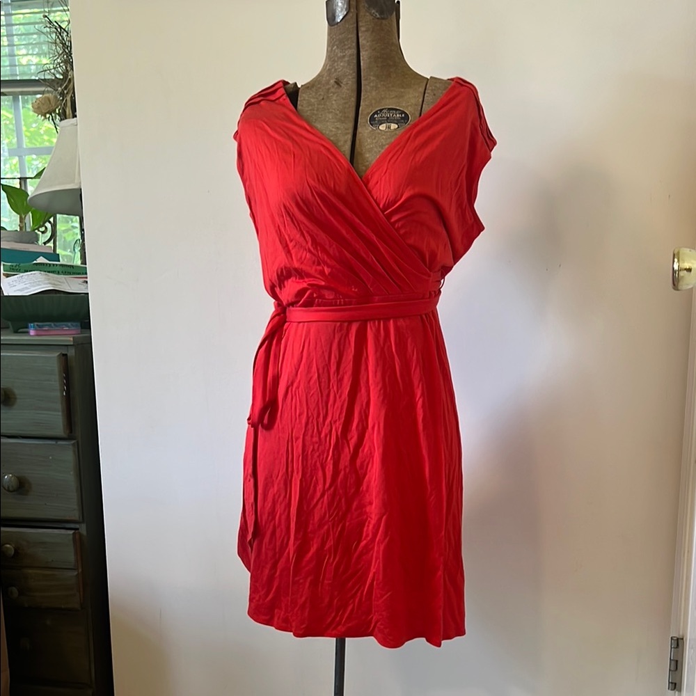 Banana Republic Red Wrap V-Neck Cocktail Dress